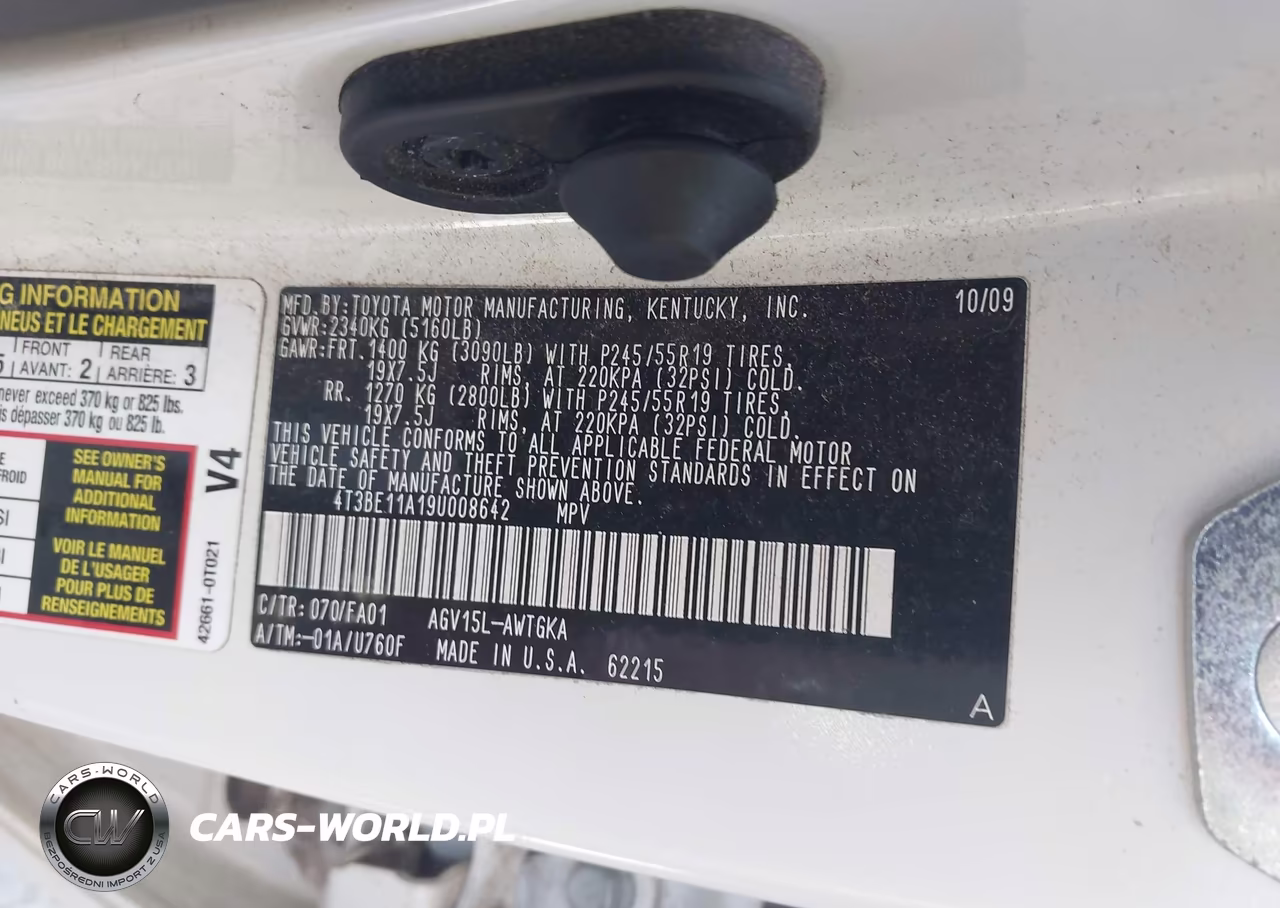 2009 Toyota Venza VIN:4T3BE11A19U008642 - 9