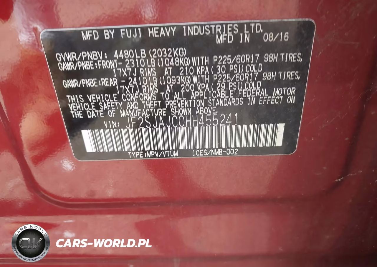 2017 Subaru Forester 2.5I Limited VIN:JF2SJAJC0HH455241 - 9