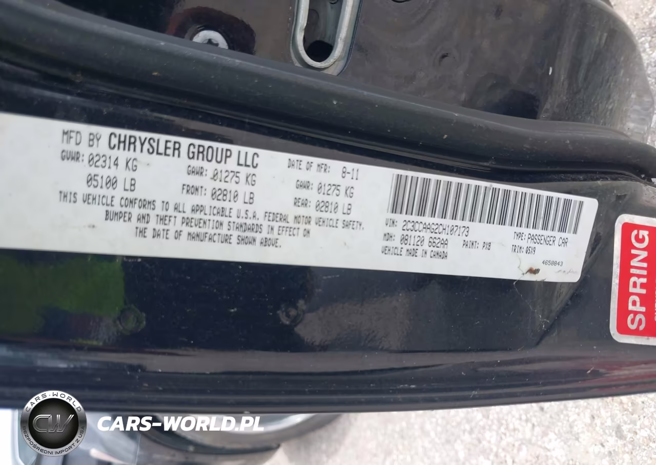 2012 Chrysler 300 VIN:2C3CCAAG2CH107173 - 9