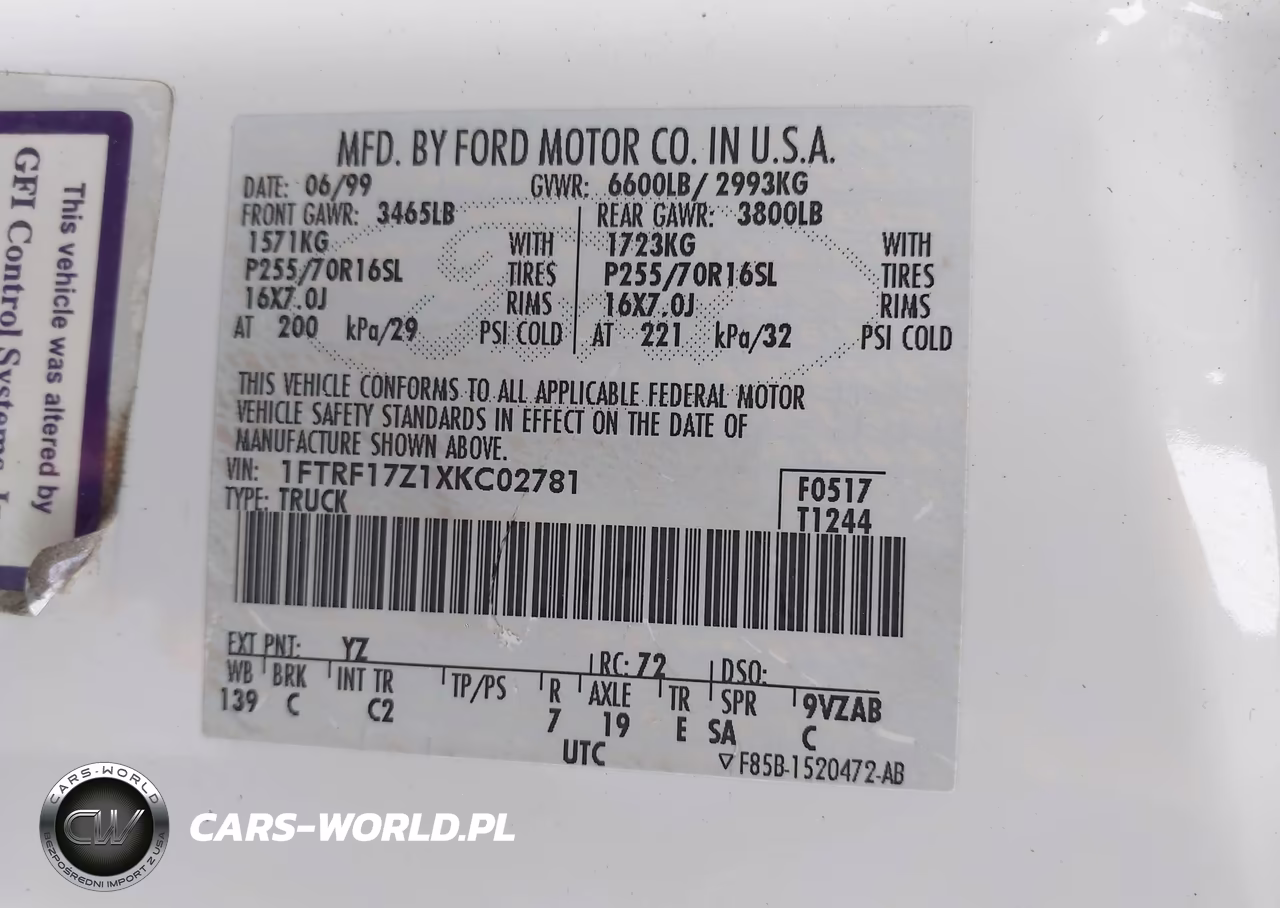 1999 Ford F-150 Lariat-Work Series-Xl-Xlt VIN:1FTRF17Z1XKC02781 - 9