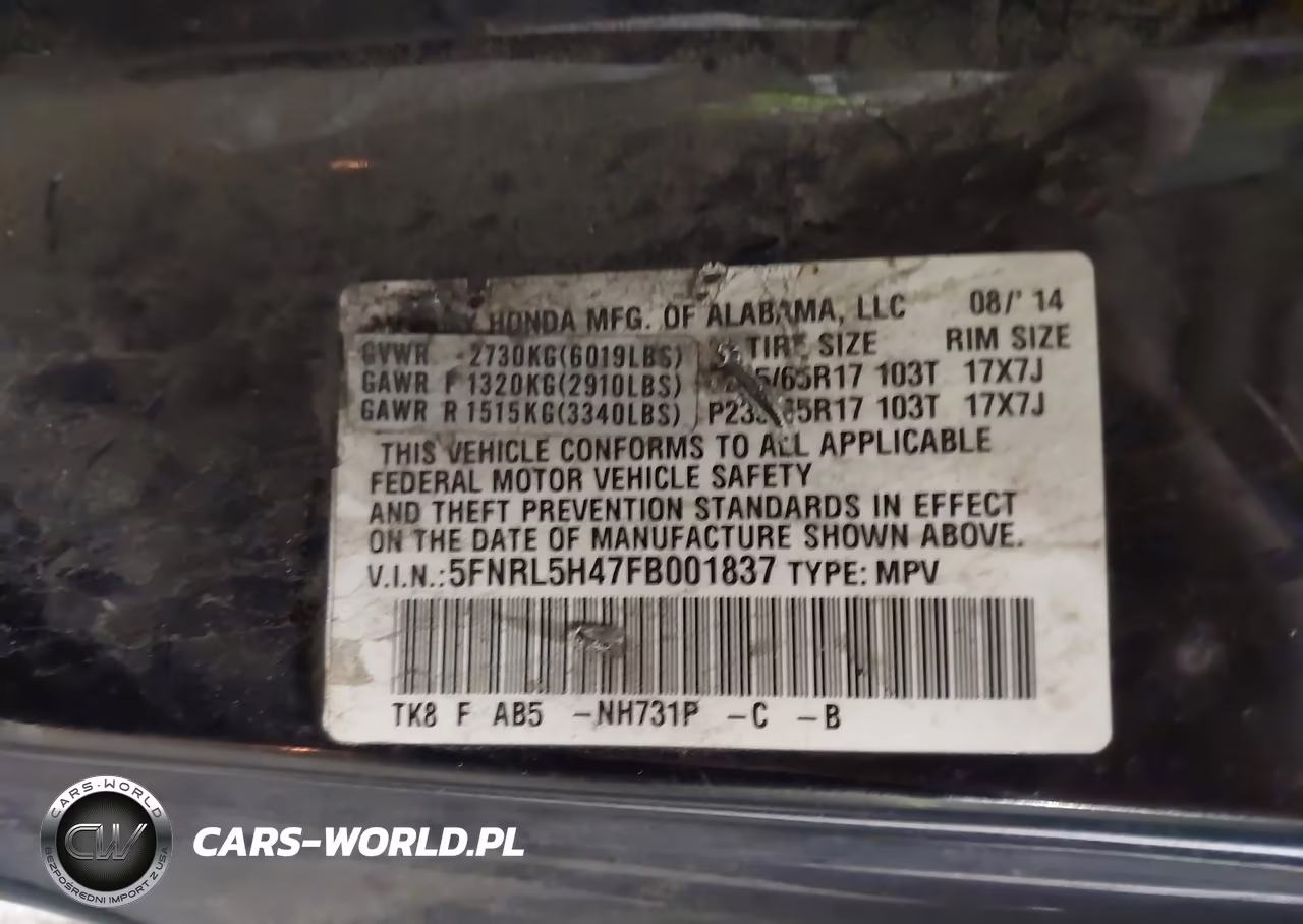 2015 Honda Odyssey Ex VIN:5FNRL5H47FB001837 - 9
