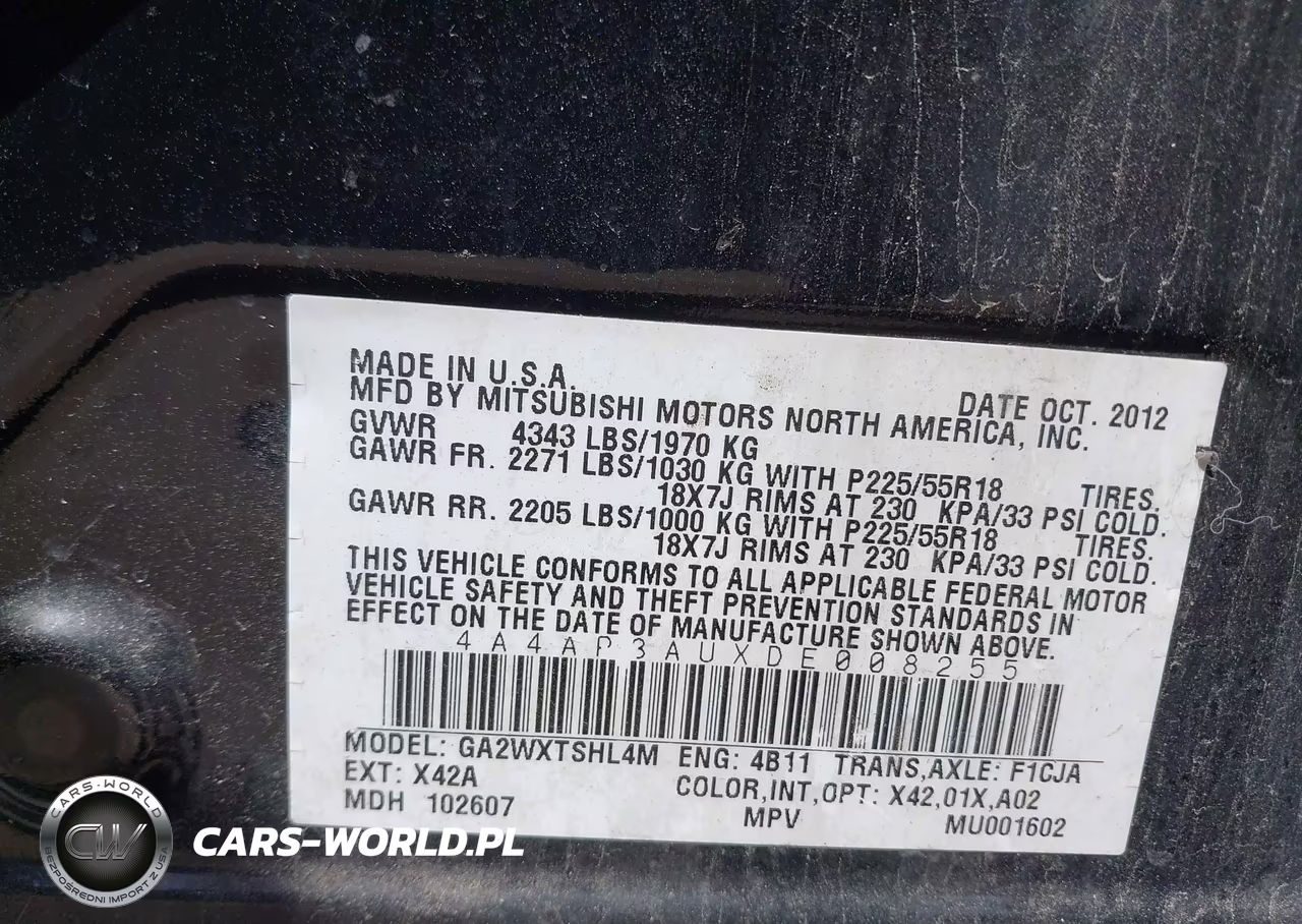 2013 Mitsubishi Outlander Sport Es VIN:4A4AP3AUXDE008255 - 9