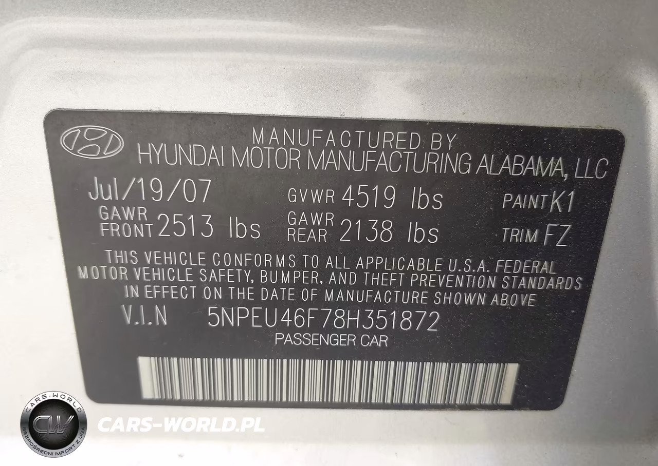 2008 Hyundai Sonata Limited V6-Se V6 VIN:5NPEU46F78H351872 - 9