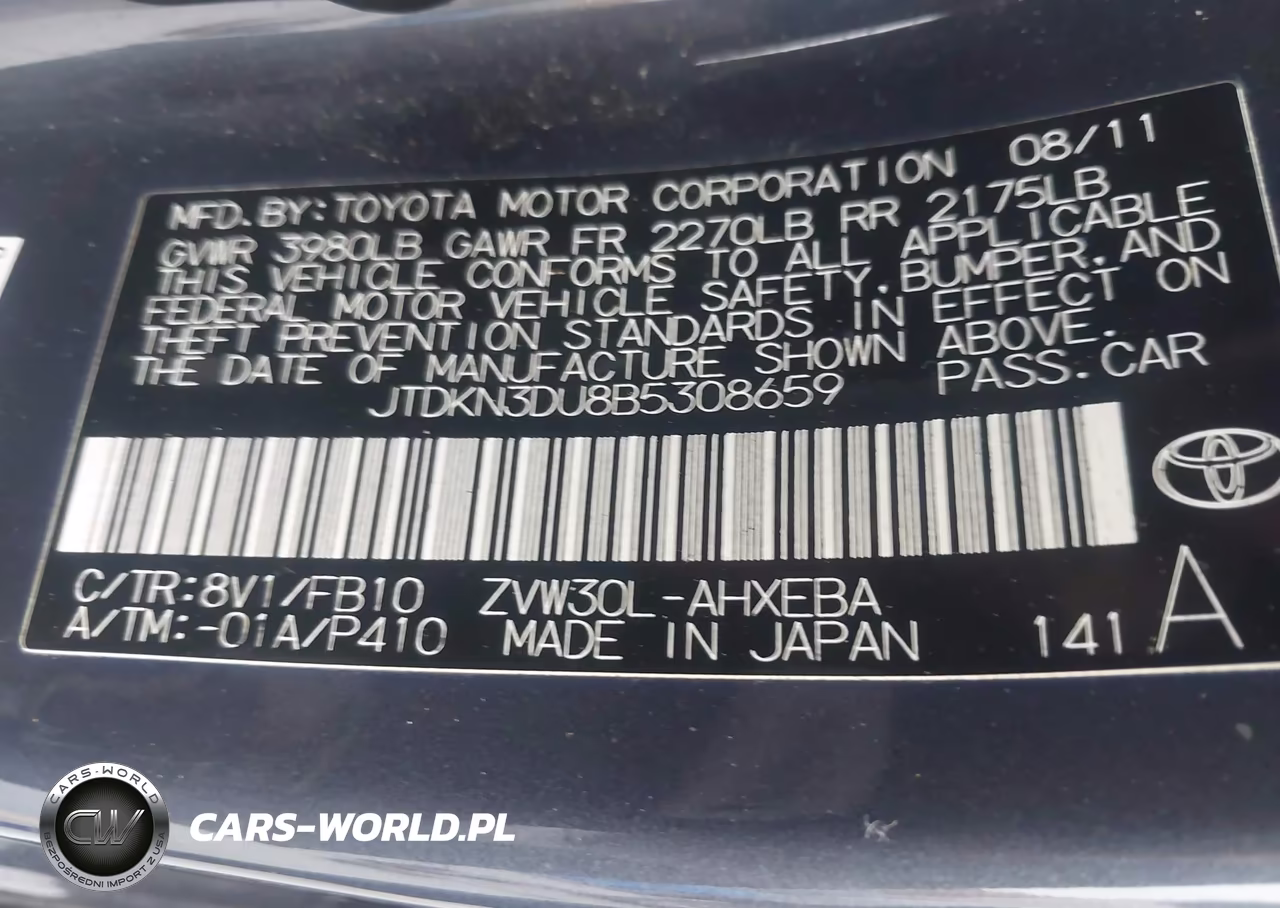 2011 Toyota Prius Two VIN:JTDKN3DU8B5308659 - 9