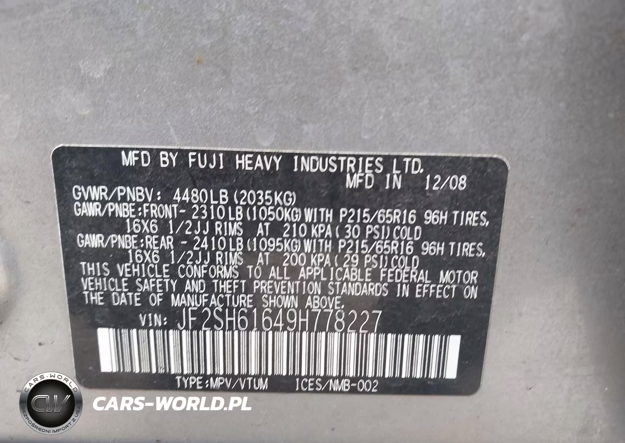 2009 Subaru Forester 2.5X VIN:JF2SH61649H778227 - 9