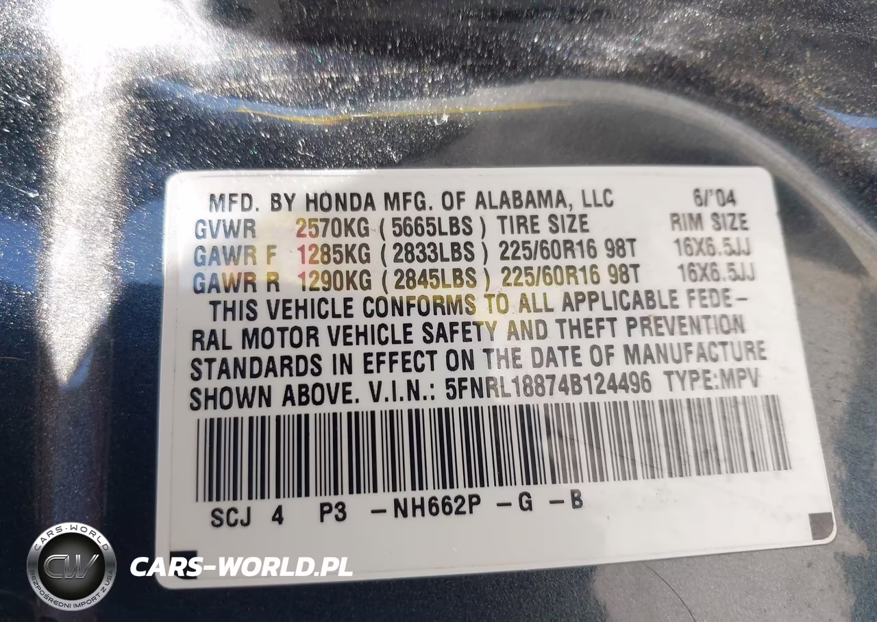 2004 Honda Odyssey Ex VIN:5FNRL18874B124496 - 9