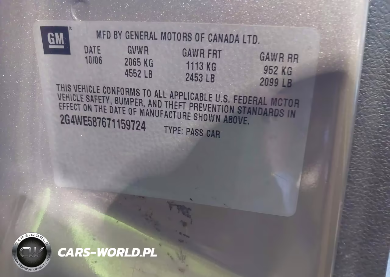2007 Buick Lacrosse Cxs VIN:2G4WE587671159724 - 9