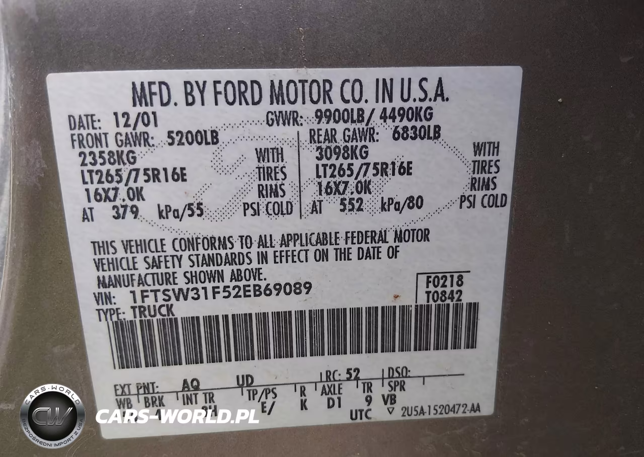 2002 Ford F-350 Lariat-Xl-Xlt VIN:1FTSW31F52EB69089 - 9
