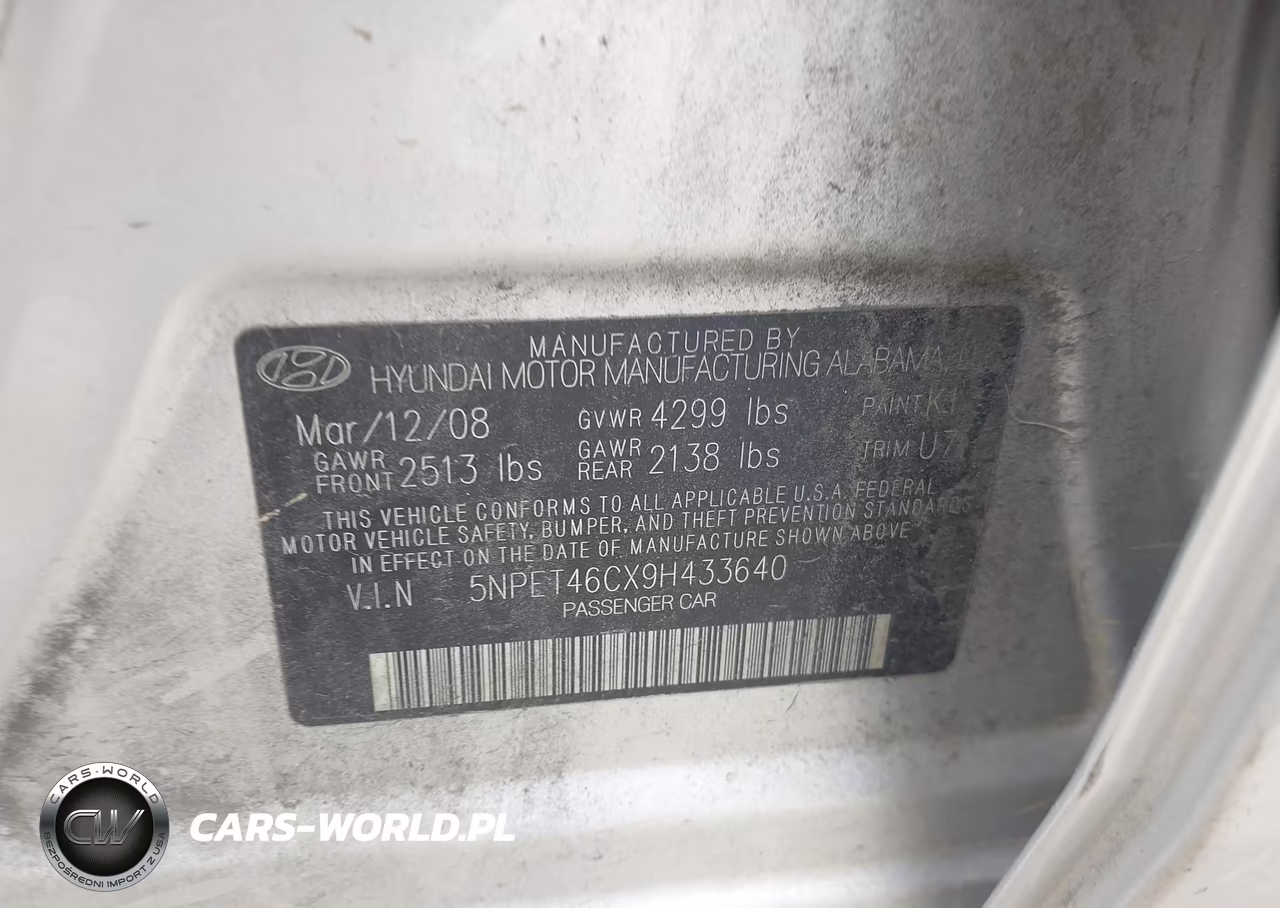 2009 Hyundai Sonata Gls VIN:5NPET46CX9H433640 - 9