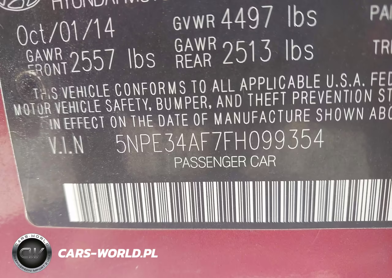 2015 Hyundai Sonata Sport VIN:5NPE34AF7FH099354 - 9