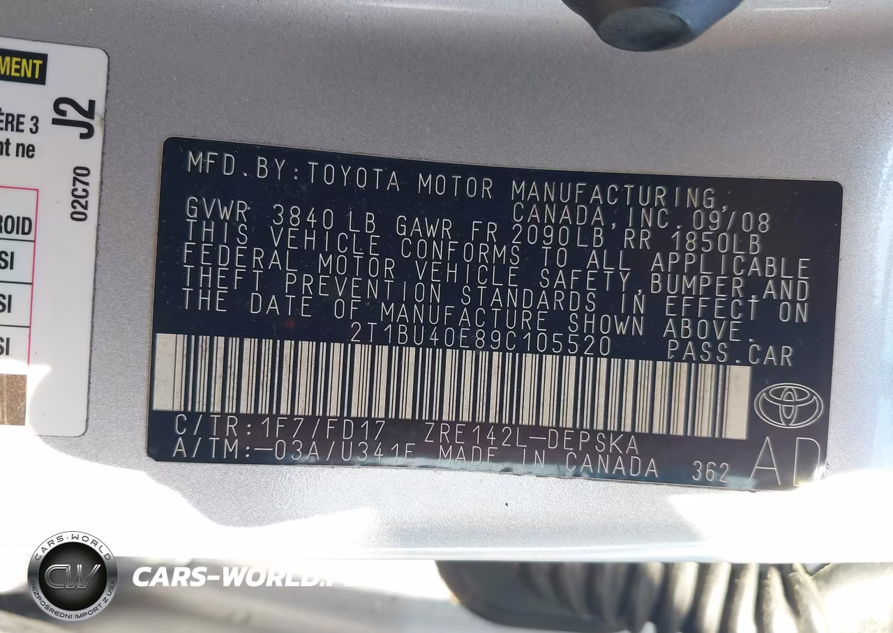 2009 Toyota Corolla S VIN:2T1BU40E89C105520 - 9