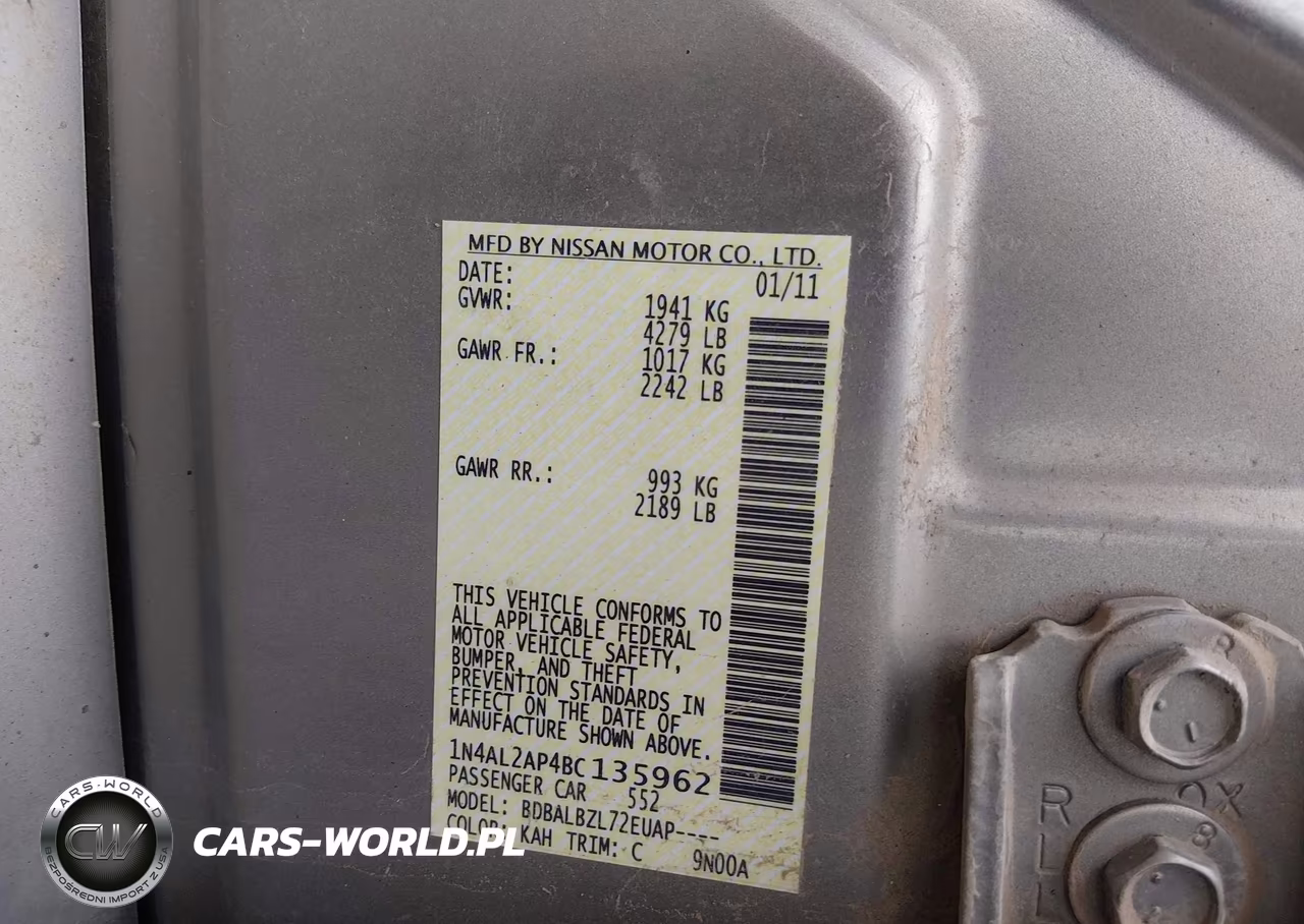 2011 Nissan Altima 2.5 S VIN:1N4AL2AP4BC135962 - 9