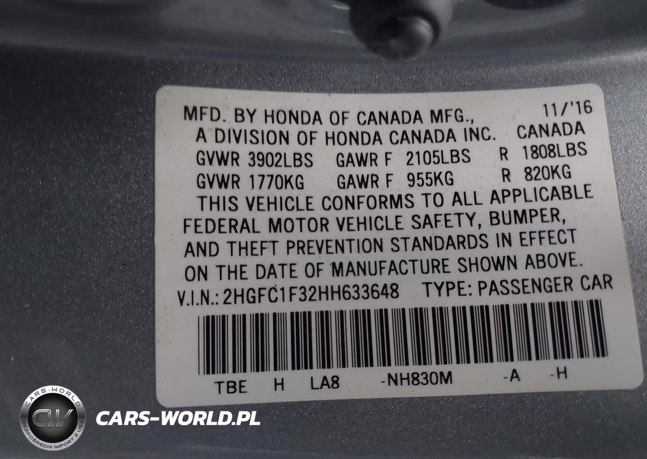 2017 Honda Civic Ex-T VIN:2HGFC1F32HH633648 - 9