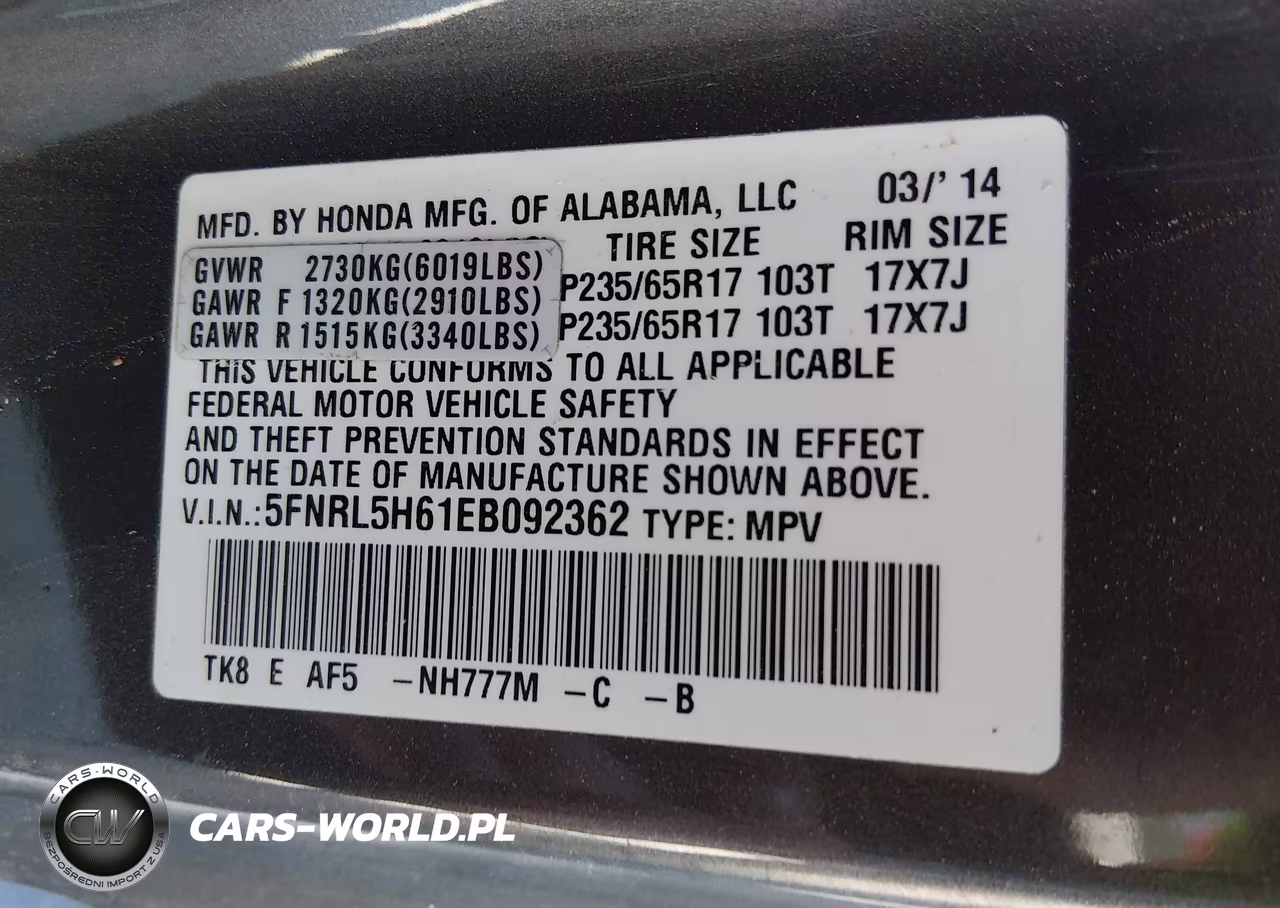 2014 Honda Odyssey Ex-L VIN:5FNRL5H61EB092362 - 9