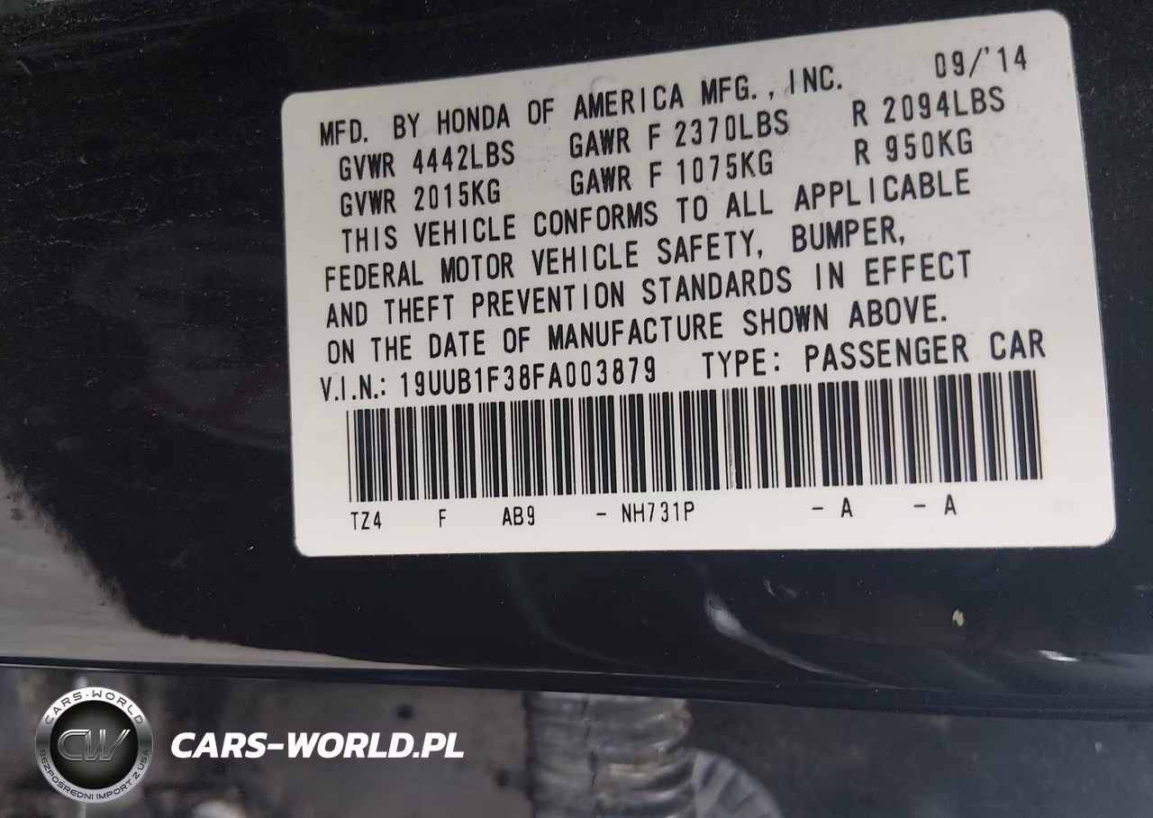 2015 Acura Tlx VIN:19UUB1F38FA003879 - 9