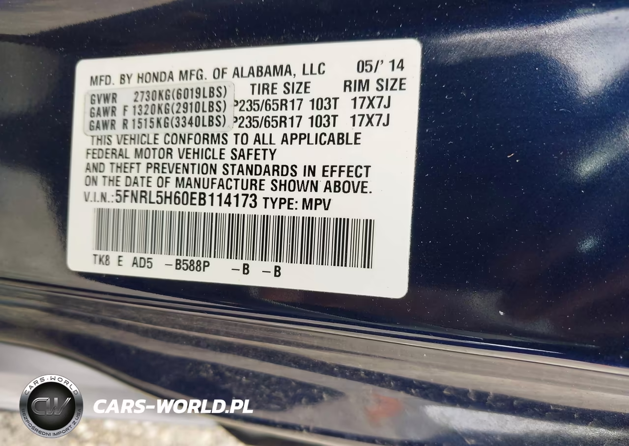 2014 Honda Odyssey Ex-L VIN:5FNRL5H60EB114173 - 9