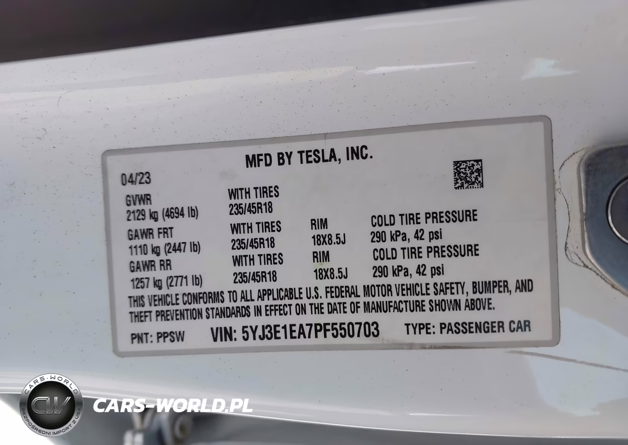 2023 Tesla Model 3 VIN:5YJ3E1EA7PF550703 - 9