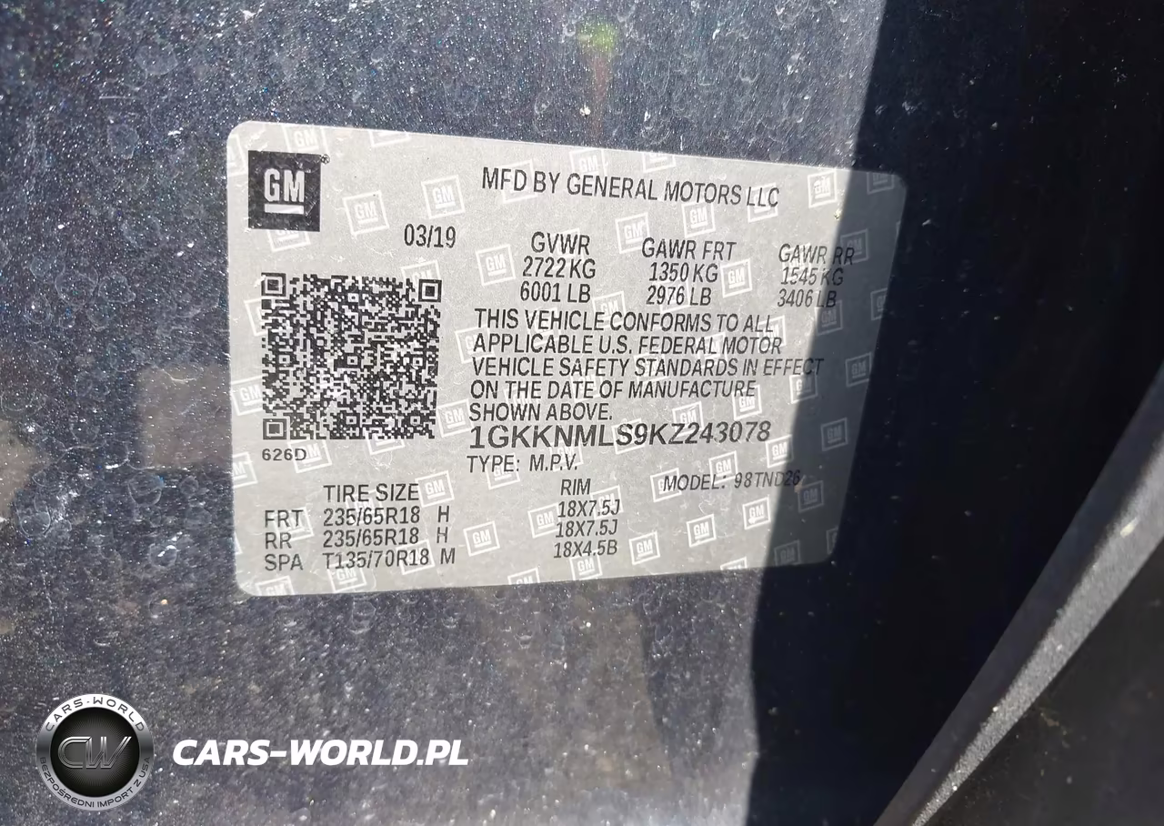 2019 GMC Acadia Slt-1 VIN:1GKKNMLS9KZ243078 - 9