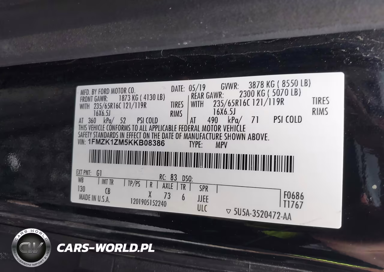 2019 Ford Transit-150 Xl-Xlt VIN:1FMZK1ZM5KKB08386 - 9