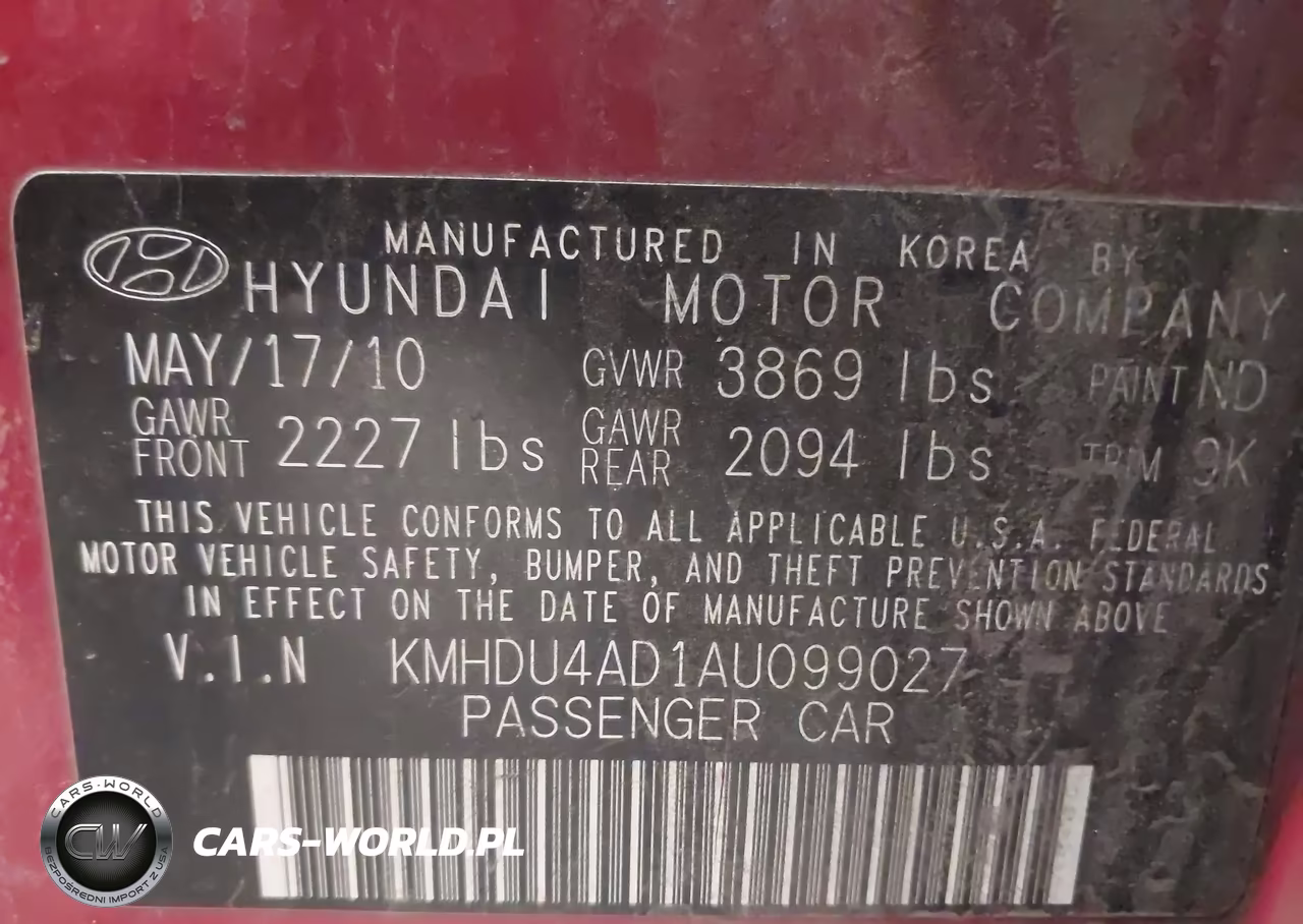 2010 Hyundai Elantra Gls VIN:KMHDU4AD1AU099027 - 9