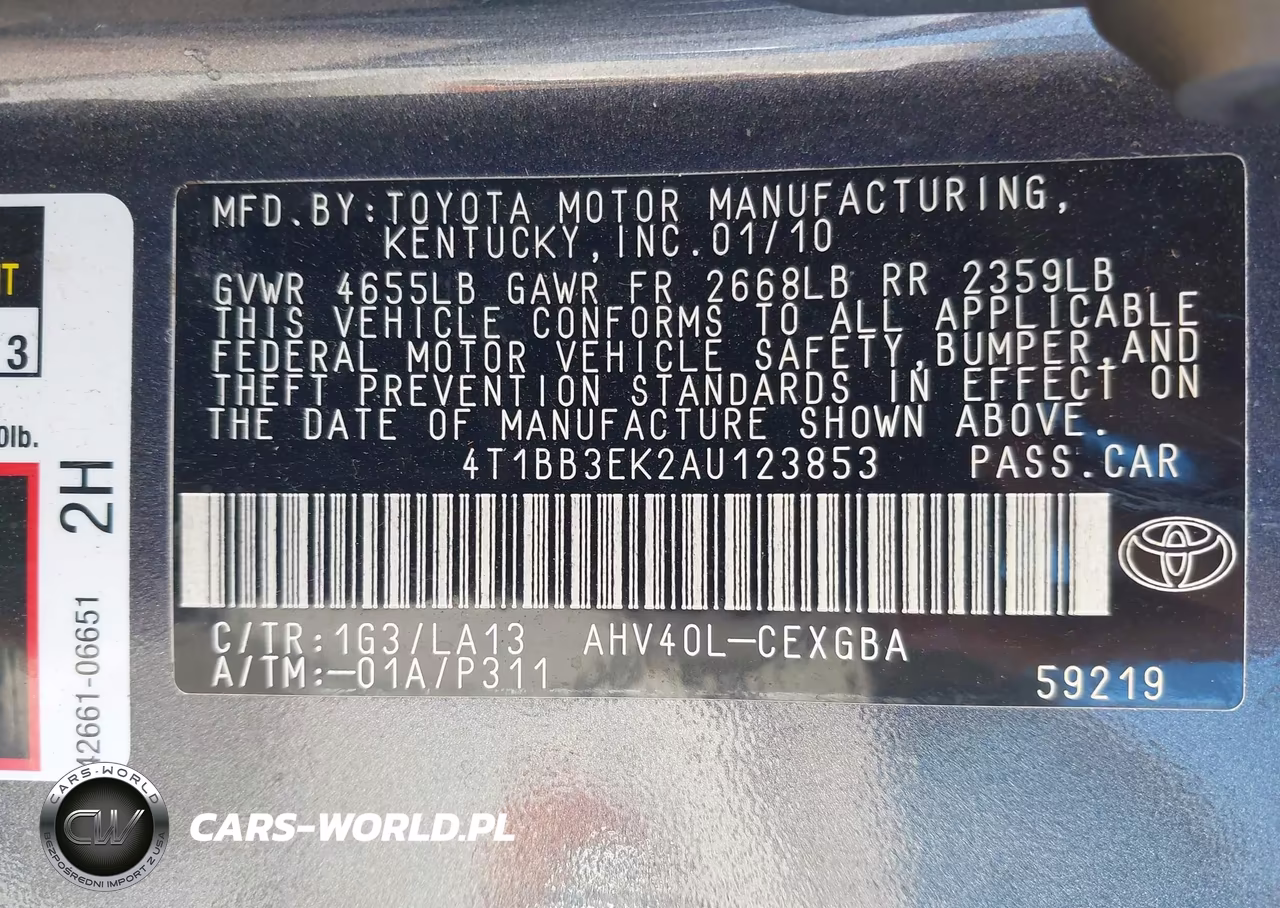 2010 Toyota Camry Hybrid VIN:4T1BB3EK2AU123853 - 9