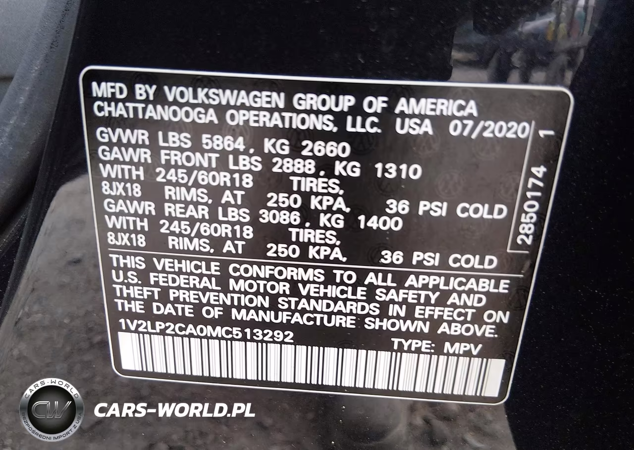 2021 Volkswagen Atlas 2.0T Se VIN:1V2LP2CA0MC513292 - 9