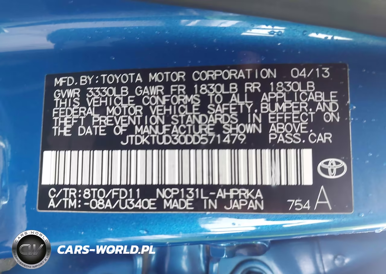 2013 Toyota Yaris VIN:JTDKTUD30DD571479 - 9