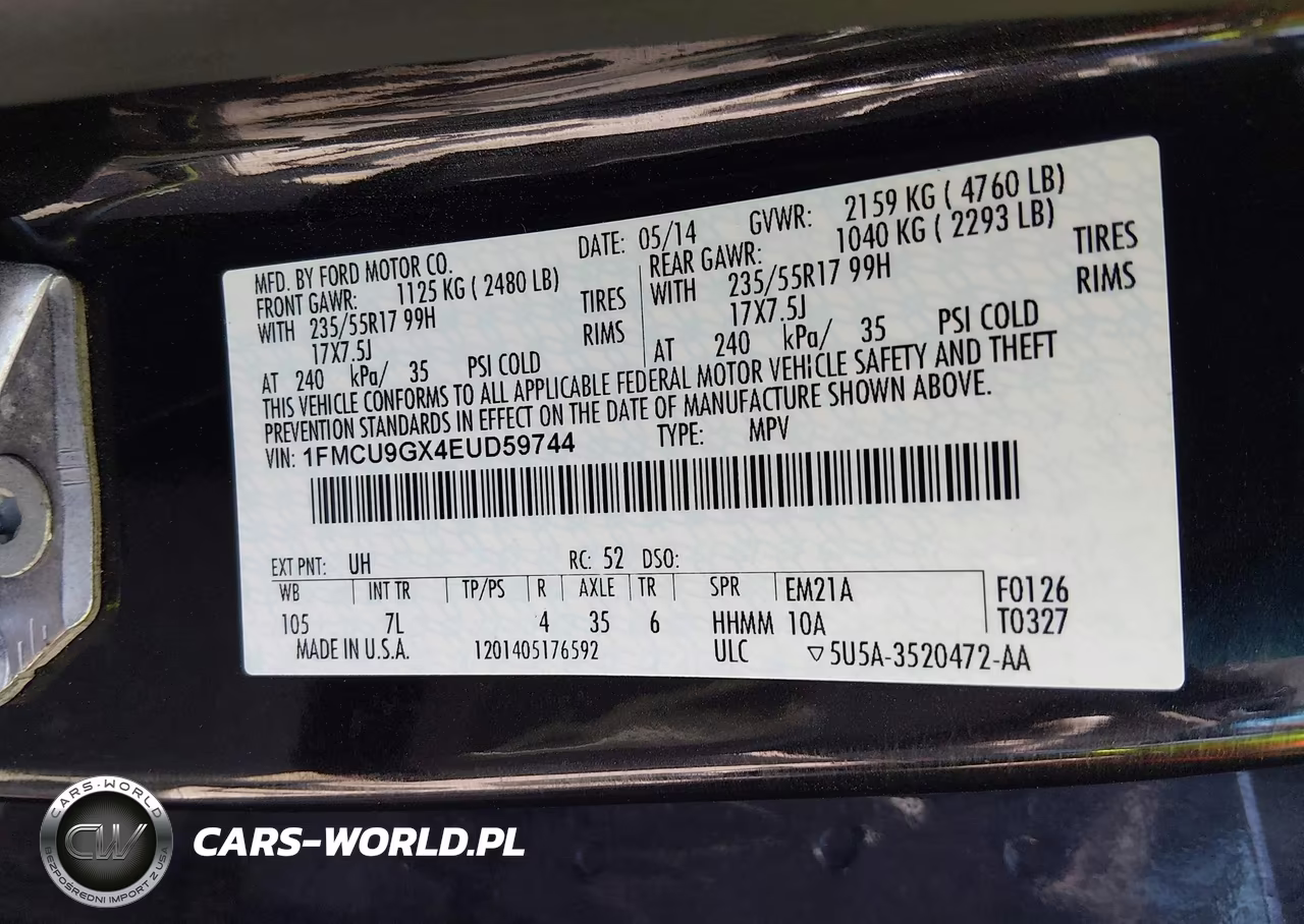 2014 Ford Escape Se VIN:1FMCU9GX4EUD59744 - 9
