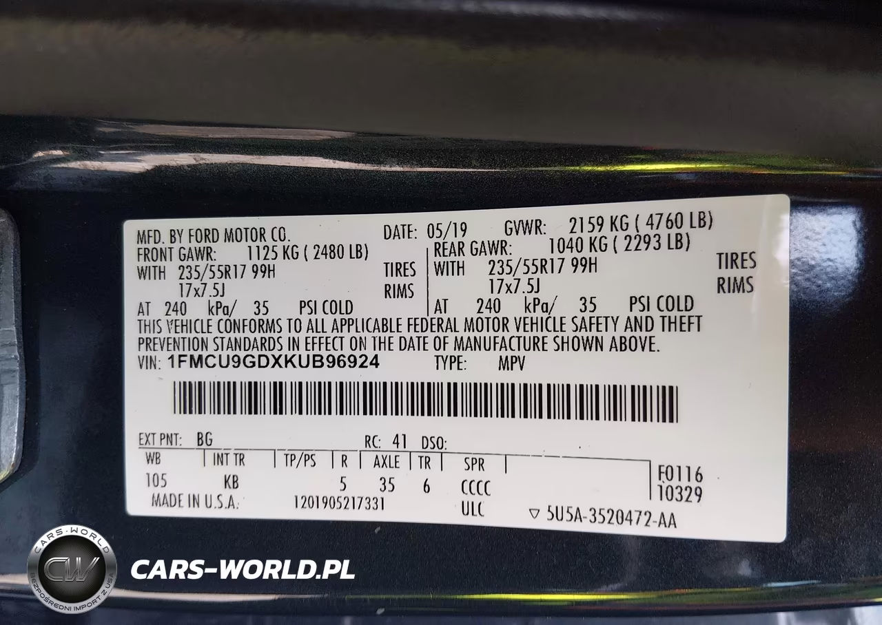 2019 Ford Escape Se VIN:1FMCU9GDXKUB96924 - 9