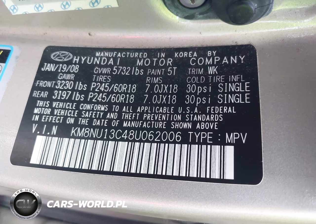 2008 Hyundai Veracruz Gls-Limited-Se VIN:KM8NU13C48U062006 - 9