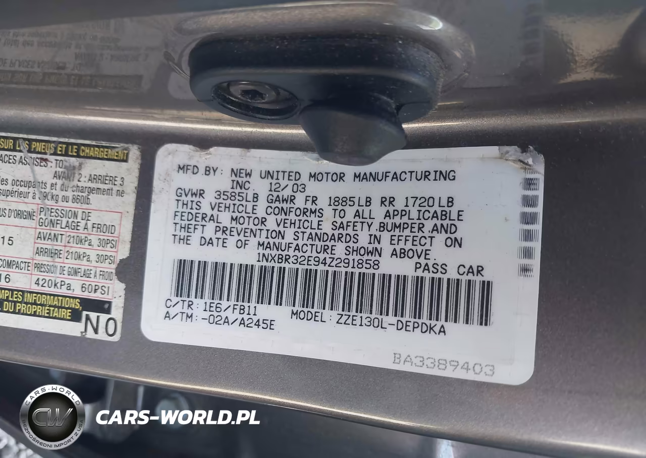 2004 Toyota Corolla Ce VIN:1NXBR32E94Z291858 - 9
