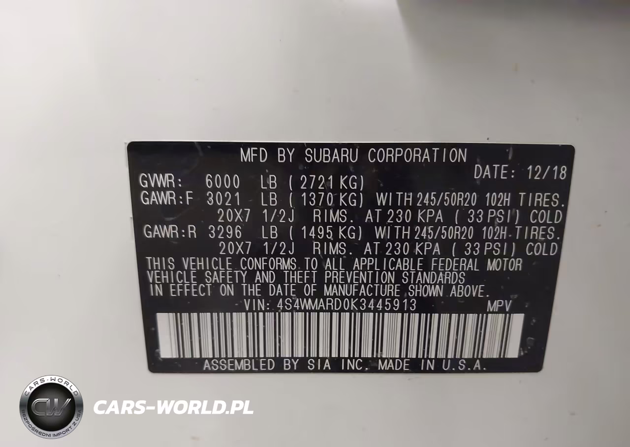 2019 Subaru Ascent Touring VIN:4S4WMARD0K3445913 - 9