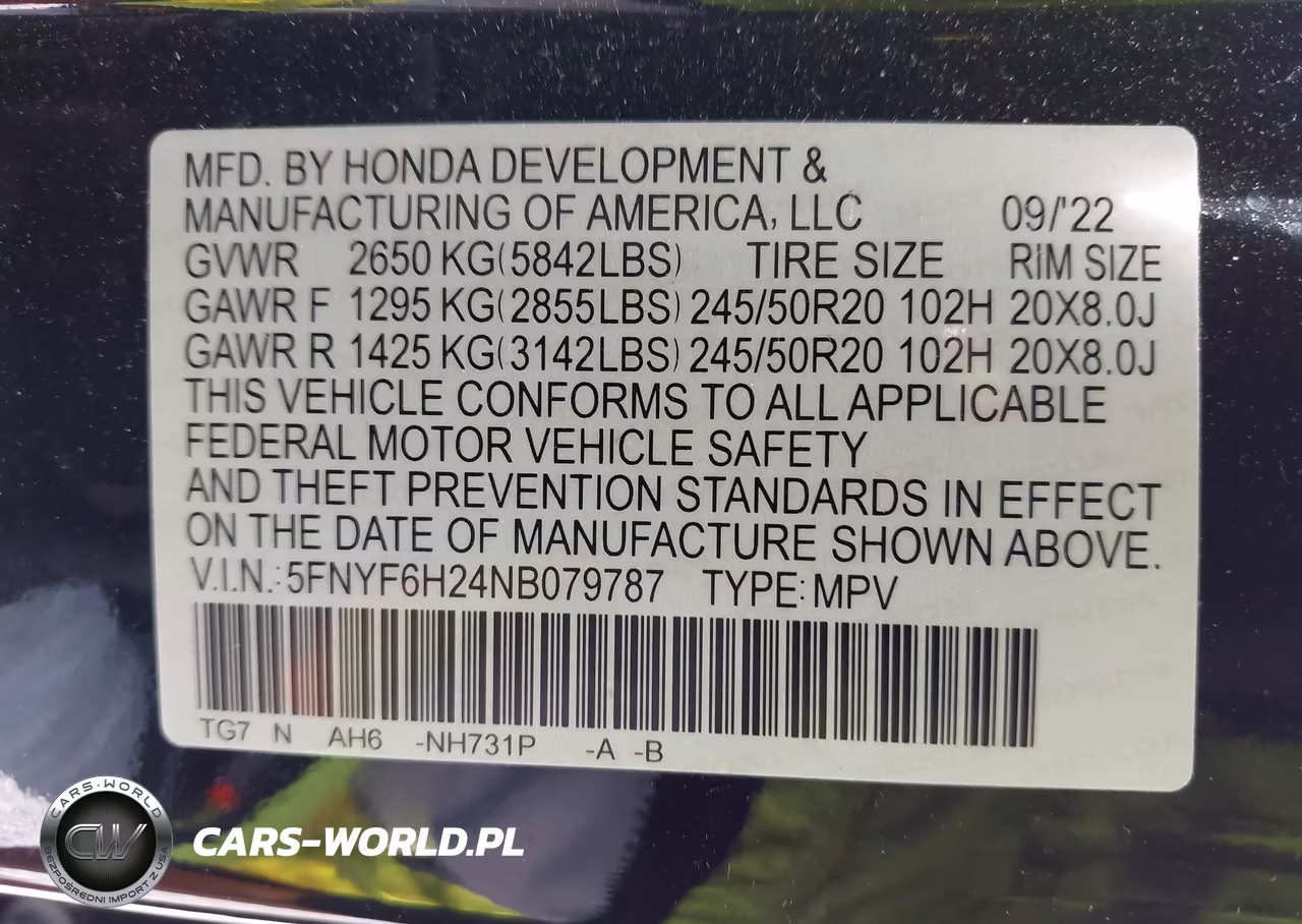 2022 Honda Pilot Awd Special Edition VIN:5FNYF6H24NB079787 - 9