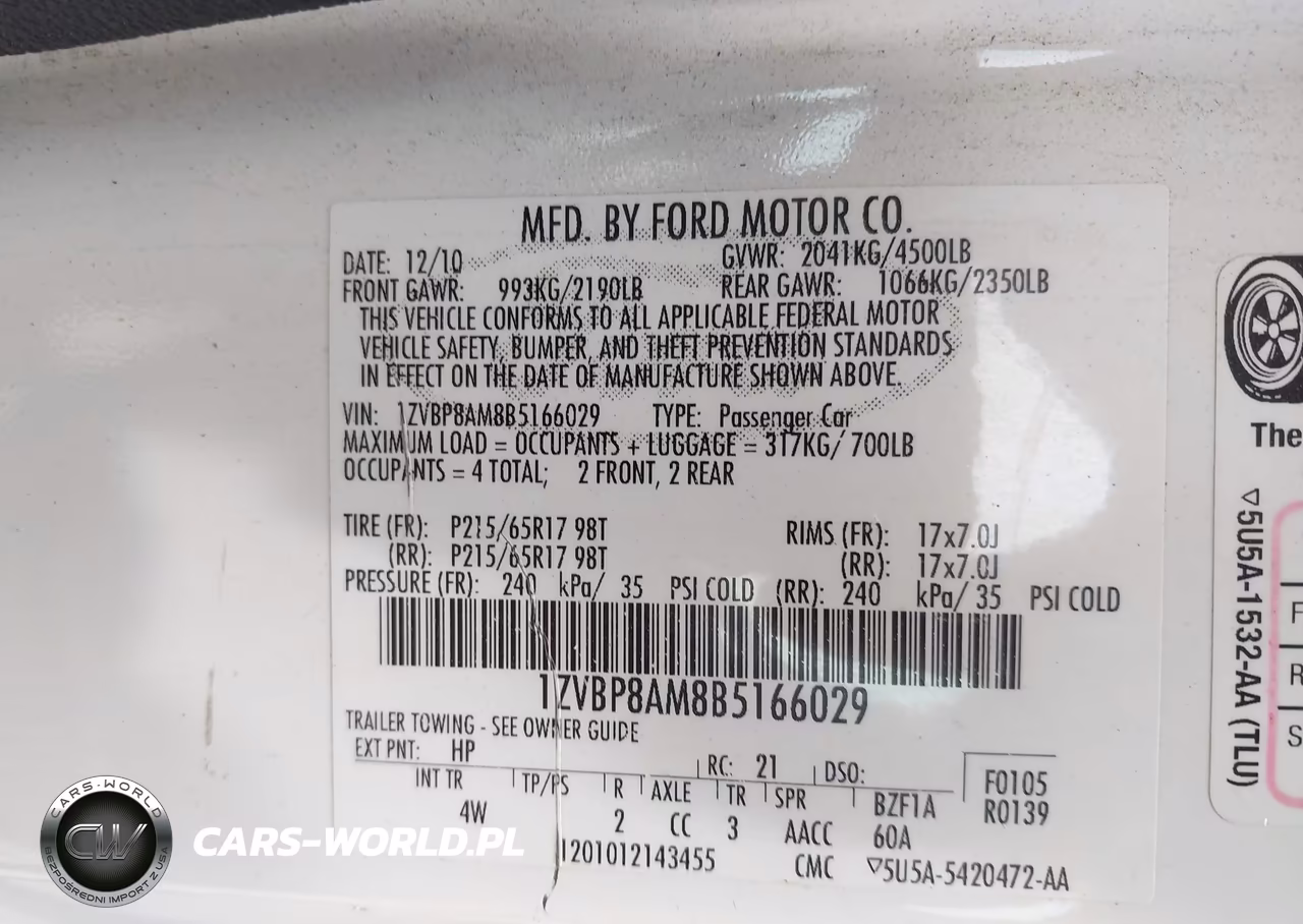 2011 Ford Mustang V6-V6 Premium VIN:1ZVBP8AM8B5166029 - 9