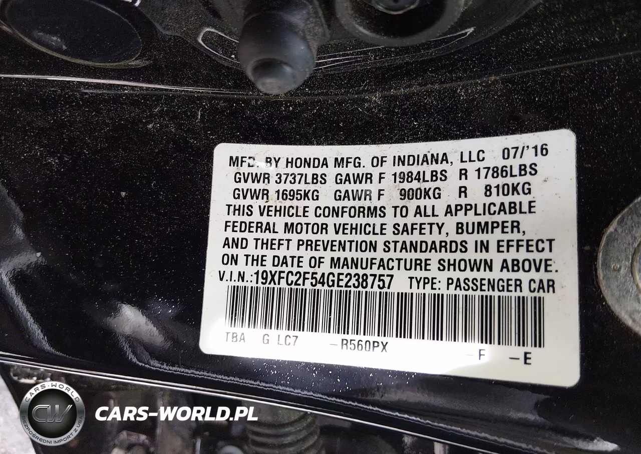 2016 Honda Civic Lx VIN:19XFC2F54GE238757 - 9