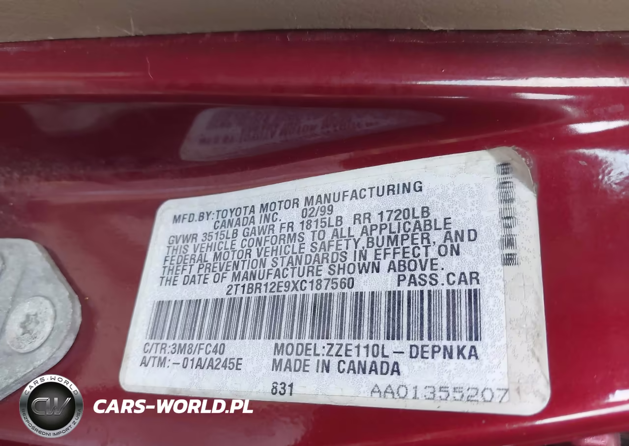 1999 Toyota Corolla Le VIN:2T1BR12E9XC187560 - 9