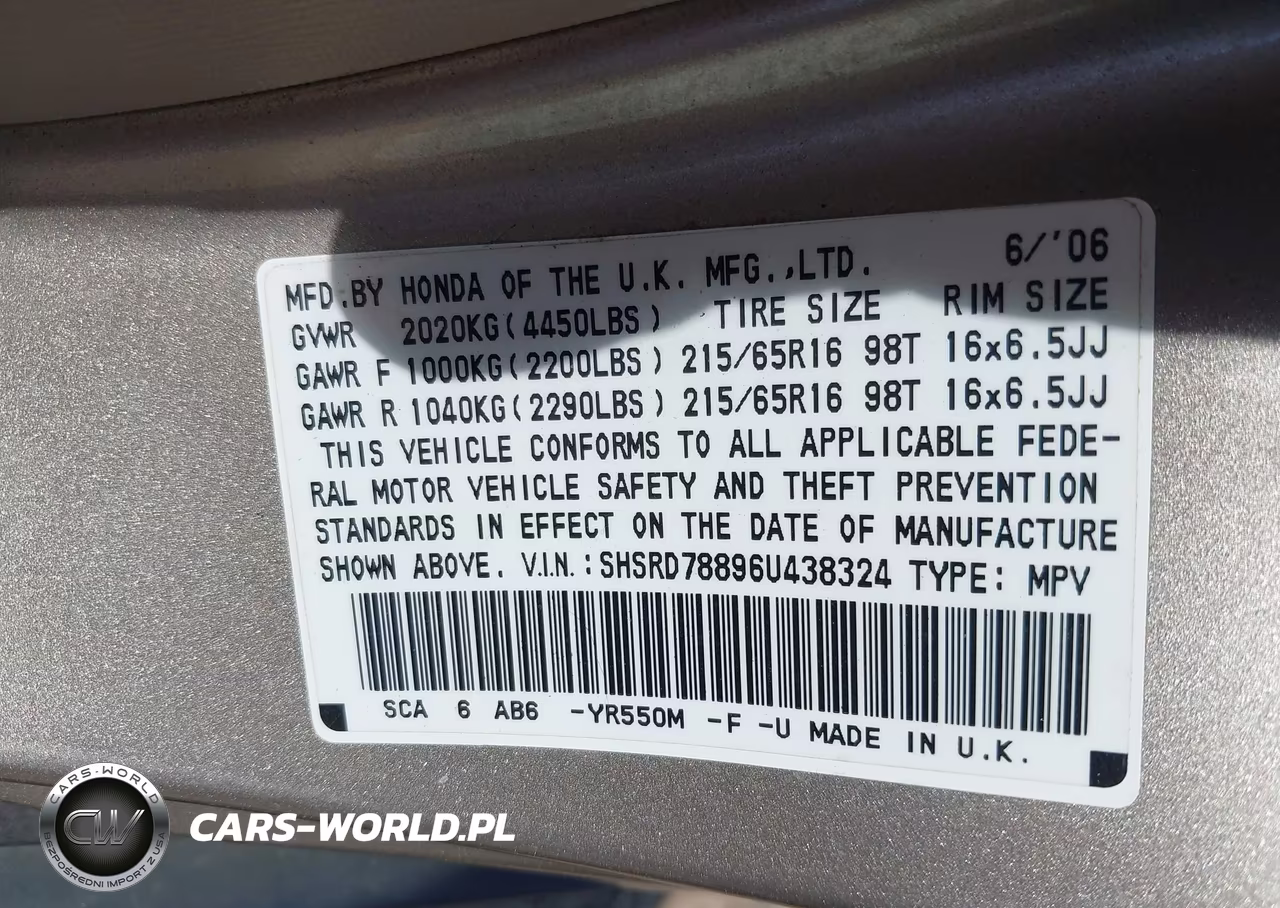 2006 Honda Cr-V Ex VIN:SHSRD78896U438324 - 9