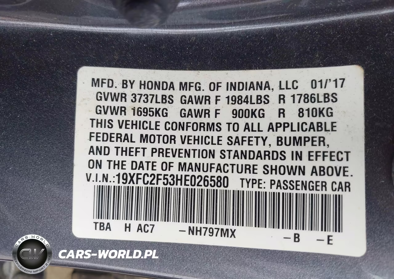 2017 Honda Civic Lx VIN:19XFC2F53HE026580 - 9