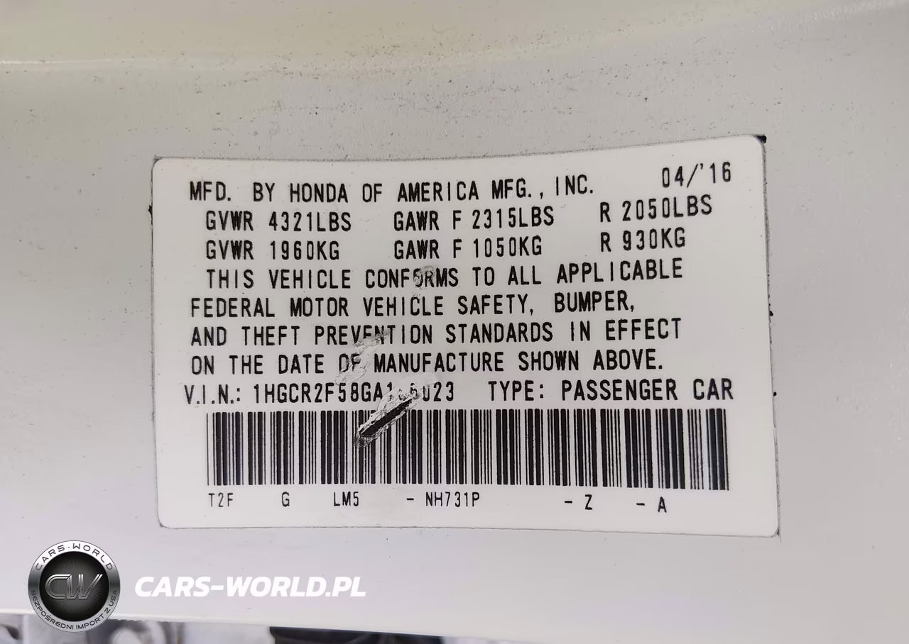 2016 Honda Accord Sport VIN:1HGCR2F58GA186023 - 9