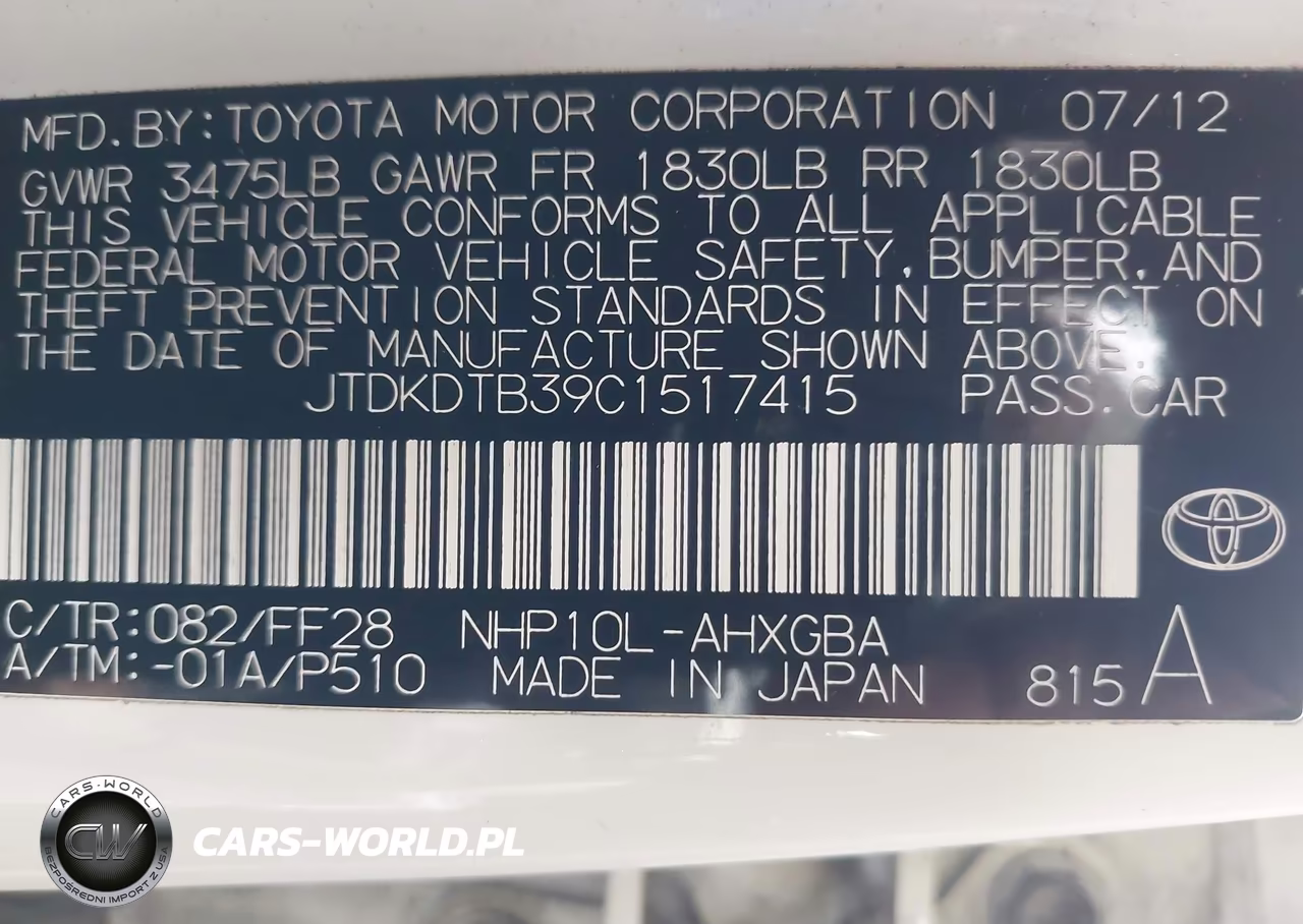 2012 Toyota Prius C Three VIN:JTDKDTB39C1517415 - 9