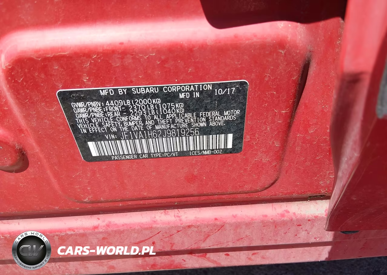 2018 Subaru Wrx Limited VIN:JF1VA1H62J9819256 - 9