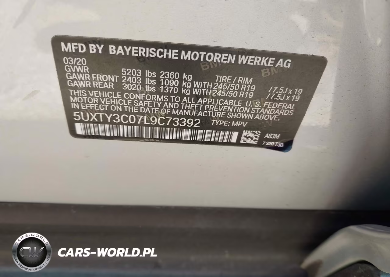 2020 BMW X3 Sdrive30I VIN:5UXTY3C07L9C73392 - 9