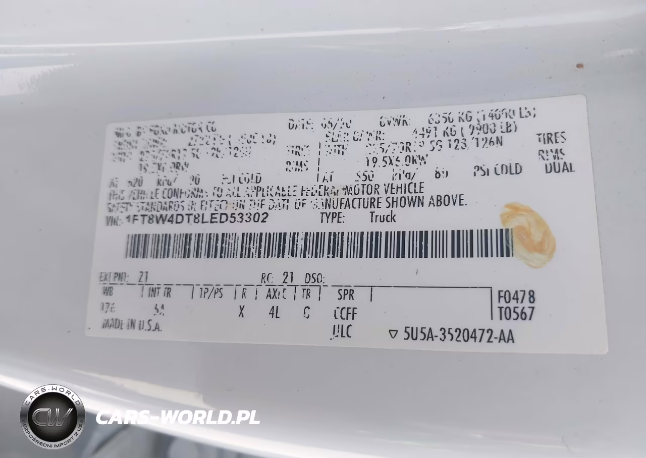 2020 Ford F-450 Lariat VIN:1FT8W4DT8LED53302 - 8