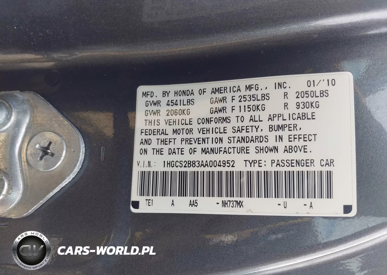 2010 Honda Accord 3.5 Ex-L VIN:1HGCS2B83AA004952 - 9