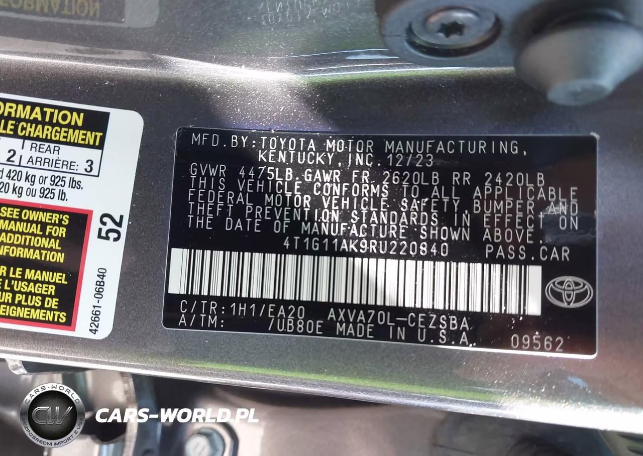 2024 Toyota Camry Se VIN:4T1G11AK9RU220840 - 9