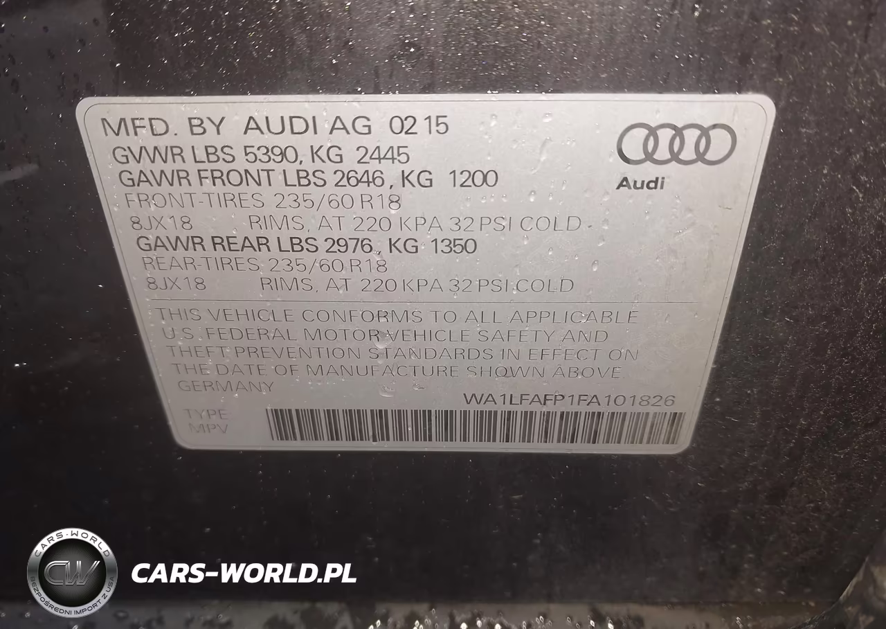 2015 Audi Q5 2.0T Premium VIN:WA1LFAFP1FA101826 - 9