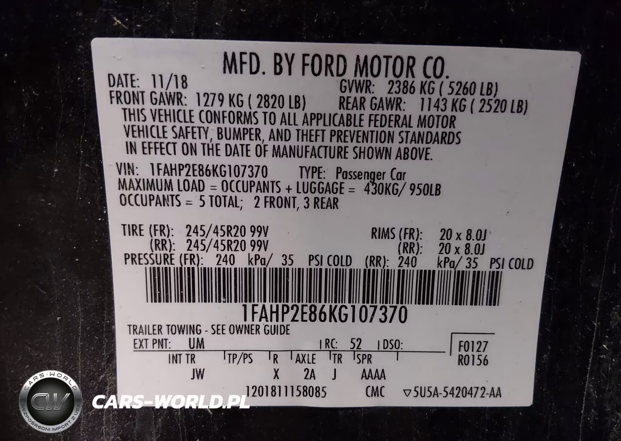 2019 Ford Taurus Sel VIN:1FAHP2E86KG107370 - 9