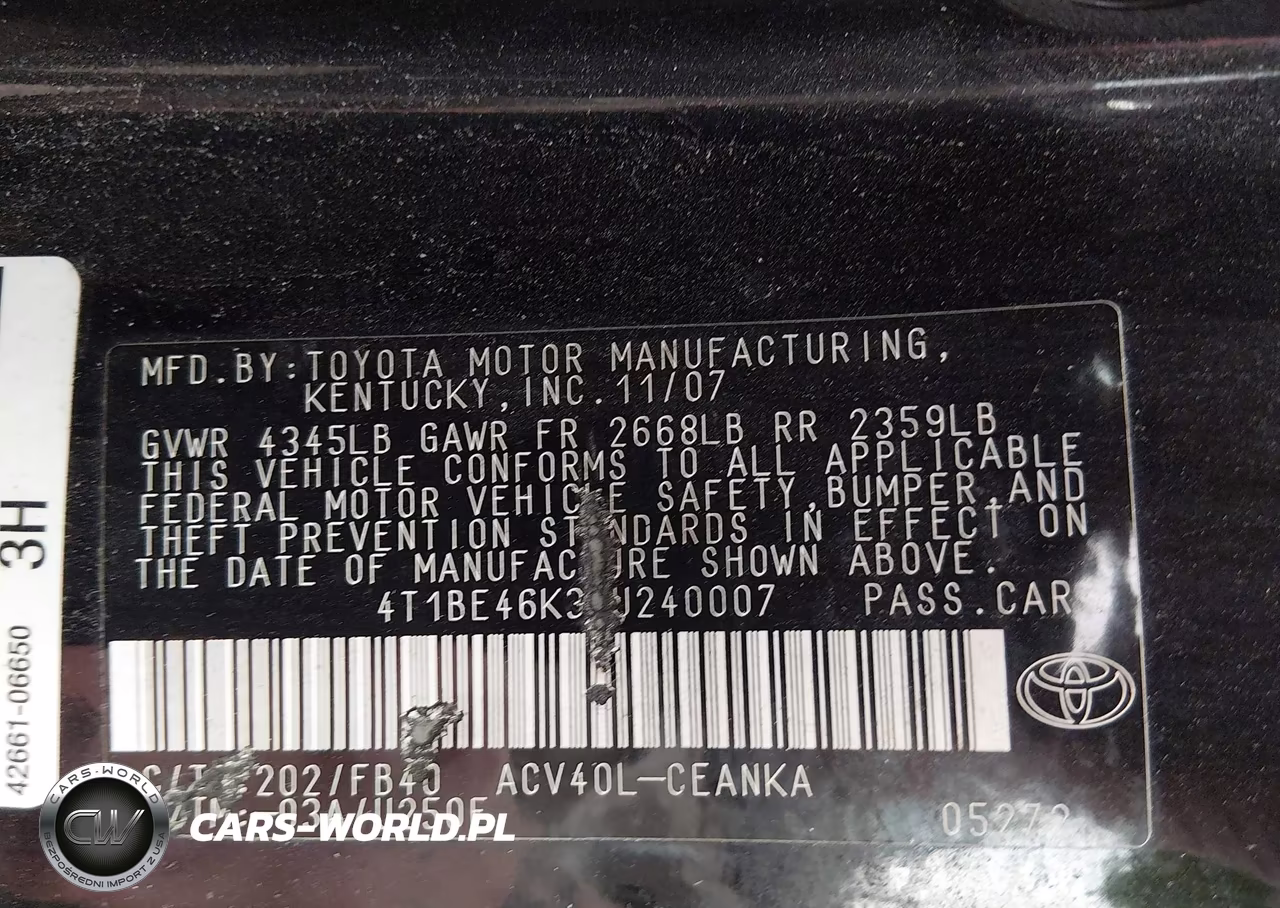 2008 Toyota Camry Ce-Le-Xle-Se VIN:4T1BE46K38U240007 - 9