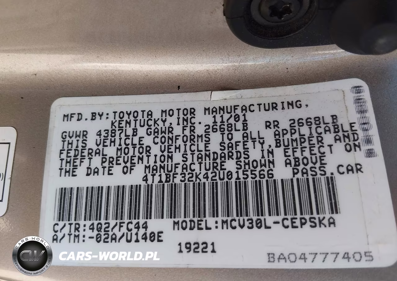 2002 Toyota Camry Se VIN:4T1BF32K42U015566 - 9