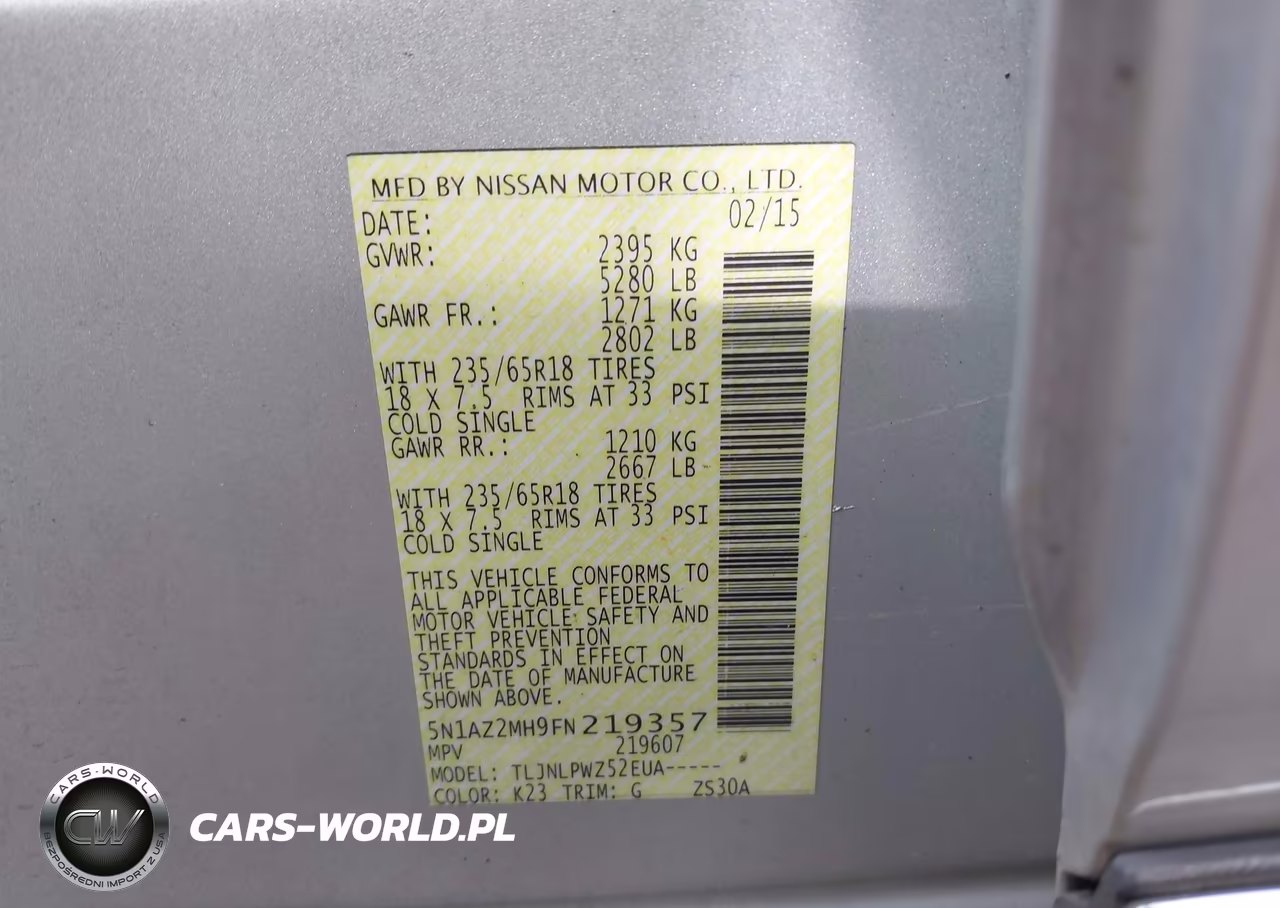 2015 Nissan Murano S VIN:5N1AZ2MH9FN219357 - 9